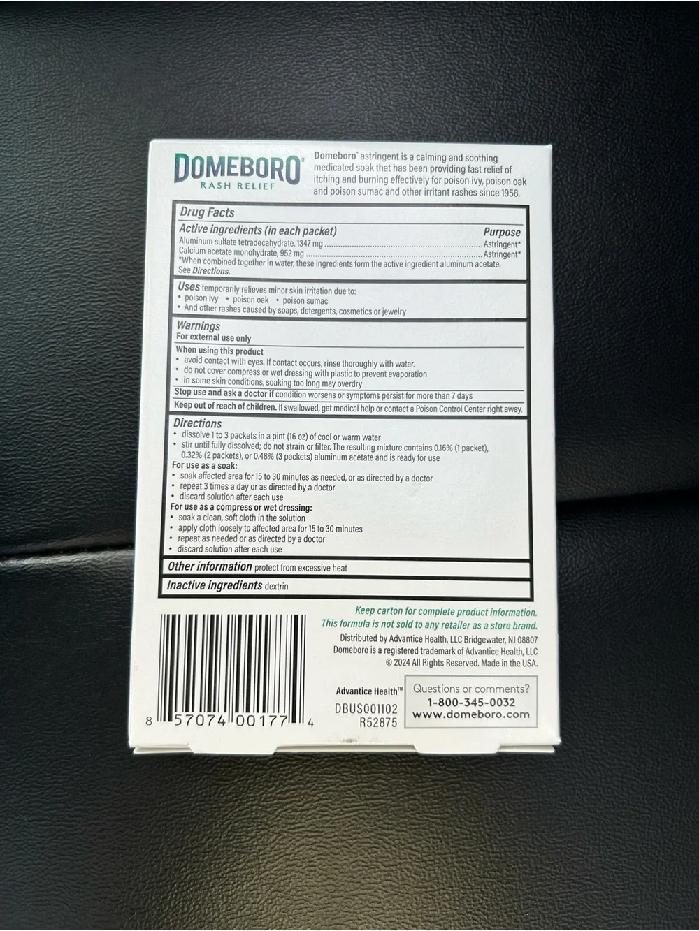 Domeboro Calming & Soothing Rash Relief Medicated Soak Powder Packets 12 EA